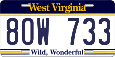 WV license plate 8OW733