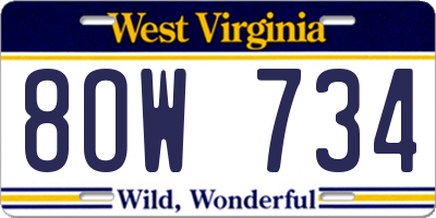 WV license plate 8OW734