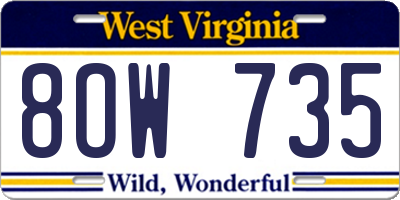 WV license plate 8OW735