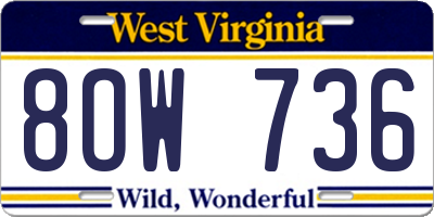 WV license plate 8OW736