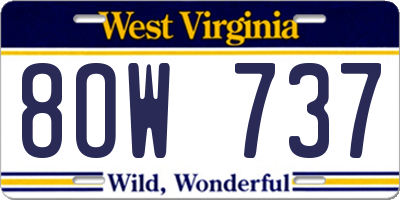 WV license plate 8OW737