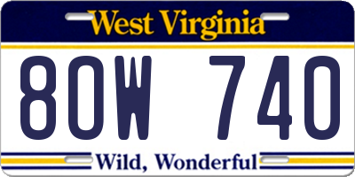 WV license plate 8OW740