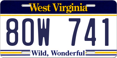 WV license plate 8OW741