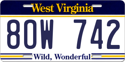 WV license plate 8OW742