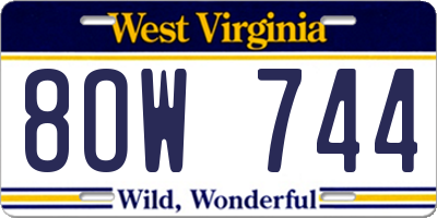 WV license plate 8OW744