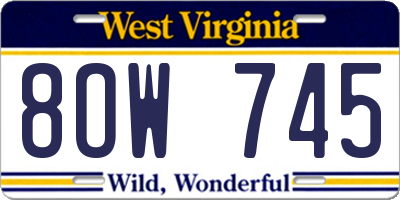 WV license plate 8OW745
