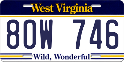 WV license plate 8OW746