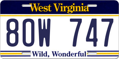 WV license plate 8OW747