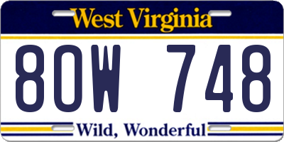 WV license plate 8OW748