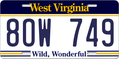 WV license plate 8OW749