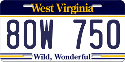 WV license plate 8OW750