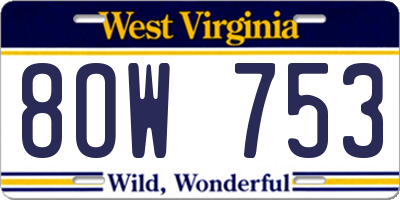 WV license plate 8OW753