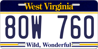 WV license plate 8OW760
