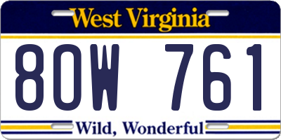 WV license plate 8OW761