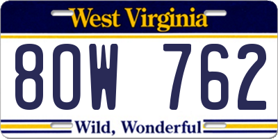 WV license plate 8OW762