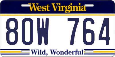 WV license plate 8OW764