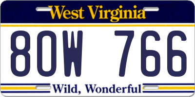 WV license plate 8OW766