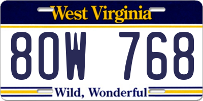 WV license plate 8OW768