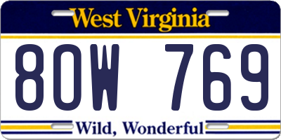 WV license plate 8OW769