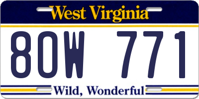WV license plate 8OW771