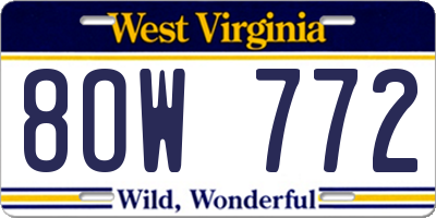 WV license plate 8OW772