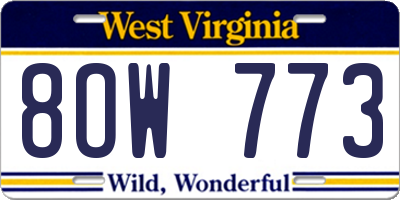 WV license plate 8OW773