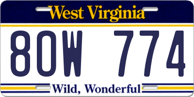 WV license plate 8OW774