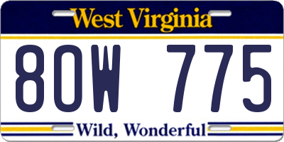 WV license plate 8OW775