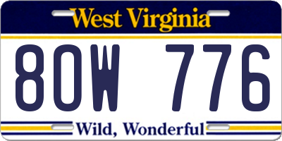 WV license plate 8OW776