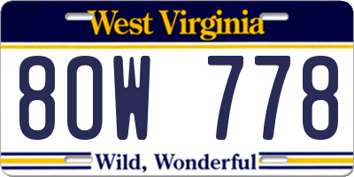 WV license plate 8OW778