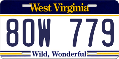 WV license plate 8OW779