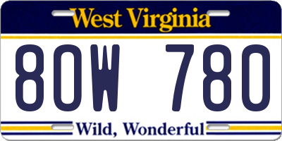 WV license plate 8OW780