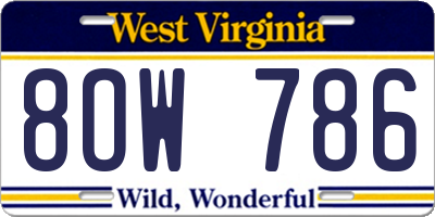 WV license plate 8OW786