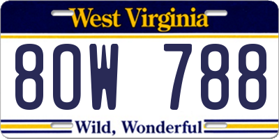 WV license plate 8OW788
