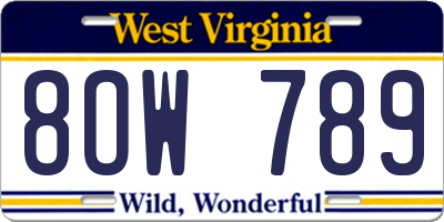 WV license plate 8OW789