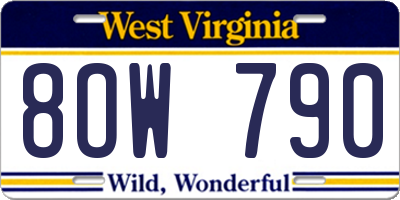 WV license plate 8OW790
