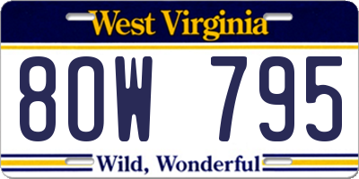 WV license plate 8OW795