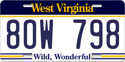 WV license plate 8OW798