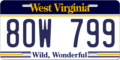 WV license plate 8OW799