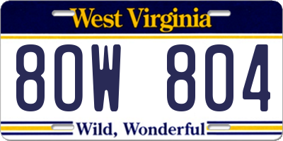 WV license plate 8OW804