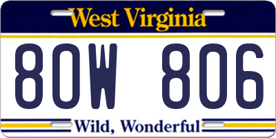 WV license plate 8OW806