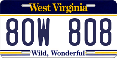WV license plate 8OW808