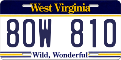 WV license plate 8OW810