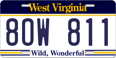 WV license plate 8OW811