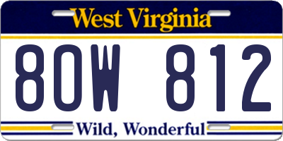 WV license plate 8OW812