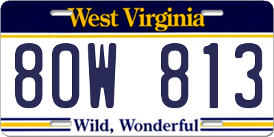 WV license plate 8OW813