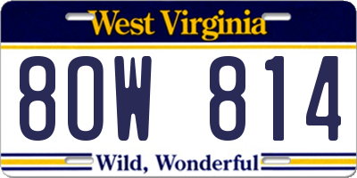 WV license plate 8OW814