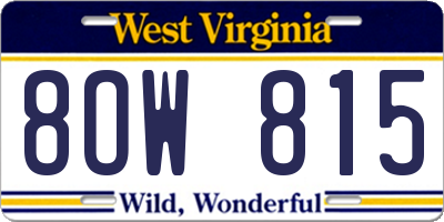 WV license plate 8OW815