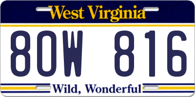 WV license plate 8OW816