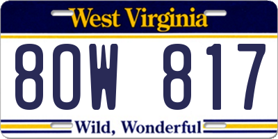 WV license plate 8OW817